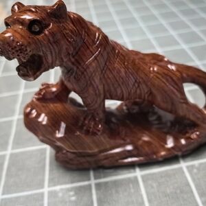 Carved Wooden Tiger Figurine
